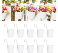 Petits supports métalliques blancs à suspendre, lot de 10, 10 cm, avec crochet amovible et trou, pour balcons et clôtures
