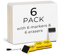 Petits Tableaux Blancs Effaçables, Ardoise Blanche Double Face Avec 6 Marqueurs Et 6 Gommes, Portable Whiteboard Pour Dessin Écriture Salle De Classe, Maison Et Bureau, 22 X 30 Cm (6)