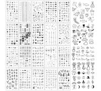 "Petits Tatouage Temporaire Réaliste Doigts, 20 Feuilles Petits Ornements Symboliques pour Les Doigts Tatouage Semi Permanent Tatouages Doigts Temporaires Imperméable Minuscules pour Fête à Thème"