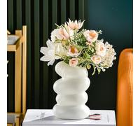 Petits vases à fleurs en plastique à spirale moderne minimaliste pour décoration d'intérieur, mariage, table de fête (blanc, 15 x 10 x 7,5 cm)