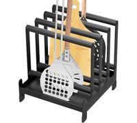 petour Support pour pelle à pizza en acier 24 x 24 x 36 cm, 4 emplacements disponibles, support pour pelles à pizza robuste avec pieds antidérapants pour spatule à pizza, tourne-pizza, rangement pour