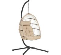 Petra chaise suspendue avec coussins panier pliable beige, gris, noir.