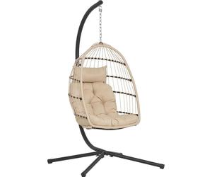 Petra chaise suspendue avec coussins panier pliable beige, gris, noir.