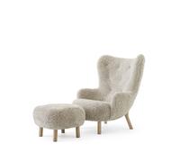 &Tradition Fauteuil Petra VB3 High incl. pouf ATD1 Chêne huilé-Sheepskin Moonlight