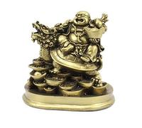 Petrichor 5 Pouces fabriqués à la Main Fengshui Bouddha riant à Cheval sur Le Dragon et Le Lingot décoration et Cadeaux