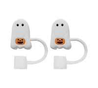 PETSOLA 2 Pièces Capuchon de Paille Mignon Embout de Paille Anti-poussière Bouchon Décoratif et paille En Silicone Souple Adapté pour Les Fêtes Thématiq, Citrouille