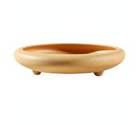 PETSOLA Bassin Bonsai en Résine Pot Rond Coupe Plateau Décoratif Trois Pieds Surélevés Structure Respirante Résine Antichoc Effet Terre Adapté aux Bureaux, Couleur Automne