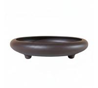 PETSOLA Bassin Bonsai en Résine Pot Rond Coupe Plateau Décoratif Trois Pieds Surélevés Structure Respirante Résine Antichoc Effet Terre Adapté aux Bureaux, Couleur Bois De Santal Violet