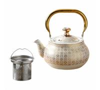 PETSOLA Billoire à Thé En Acier Inoxydable Infuseur Décoratif Théière Ronde Surélevée Classique pr, 2.5L, 1