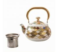 PETSOLA Billoire à Thé En Acier Inoxydable Infuseur Décoratif Théière Ronde Surélevée Classique pr, 2.5L, Style 6
