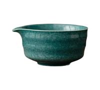 PETSOLA Bol à Matcha Japonais Récipient à Thé Tasse Faite Main Accessoire de Cérémonie En Poterie Surface Lisse Approprié pour La Maison et Le Bureau, Vert Foncé