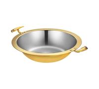 PETSOLA Bol Hot Pot Bord Texturé Doré Cocotte à Fond Composite Épais Cocotte à Deux Poignées, 32cm, Marmite À Fondue Avec Bord Doré