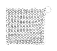 PETSOLA Cast Iron Cleaner Brosse Chaîne Mailles INOX Nettoyante Poêles Grills Casseroles Design Flexible Convient à La Cuisine Plats Casseroles, 5x5 Pouces