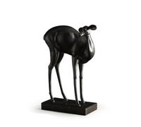 PETSOLA Cerf en Métal Marbre Contemporain Sculpture Cerf Sombre Statuette pour Salon, Étagère
