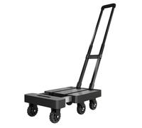 PETSOLA Chariot Plat Pliable Compact Chariot avec Poignée Télescopique Portable Diable à Plateau pour Déménagement, Noir
