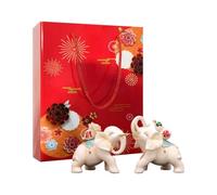 PETSOLA Couple D'éléphants en Résine Feng Shui Statuette Couple d’éléphants Élégant pour Salon, White, Boxed