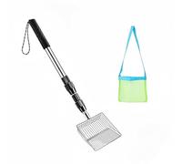 PETSOLA Écope à Sable de Plage Tamis Pelle Panier Tamisage avec Manche Extensible pour Adultes et Enfants Structure en Acier Inoxydable et Nylon Prise Sûre et