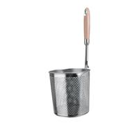 PETSOLA Égouttoir à Pâtes En Acier Inoxydable Passoire à Nouilles à Poignée Bois Accessoire Cuisine pour Friture et Filtrage Panier Profond pour Aliments, 38.5 Cm