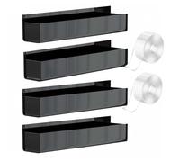 PETSOLA Étagère Murale Acrylique Rangement Étagère Support Épices Organisateur Mural Présentoir Conception Gain de Place pour Bouteilles et Flacons Surface, Noir, Lot De 4