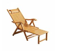 PETSOLA Fauteuil Relax Pliant Bambou Chaise Longue Siège Inclinable Transat Cadre Bambou Résistant Appui Sûr pour Aînés Inclinaison Réglable et Pliage Gain de, Naturel, Chaise Courte Classique