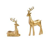 PETSOLA Figurine de Renne, Sculpture D'élan, Statue d'animal, Figurine de Cerf, Statue D'élan pour Bureau, Meuble, Cadeau de Pendaison de Crémaill, Or