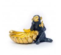 PETSOLA Figurine Singe avec Banane Compacte Statuette Singe Brillante Statuette avec Banane pour Collectionneurs, Bureau, Étagère, Salon