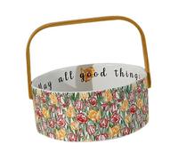 PETSOLA Fruit Bowl Bol Rond Panier Floral Porcelaine Plateau Céramique Support Rétro pour Présenter Snacks Stocker Bonbons Décorer Table Utiliser Au Salon, Tulipe