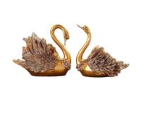 PETSOLA Holder Porte Bouteille Cygne Sculpture Figurine Objet Décoratif Résine Élégance Lumineuse Couple Enlacé Support de Bouteille Sûr Adapté aux Cadeaux, Or