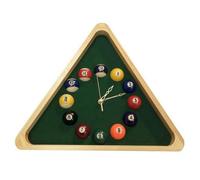 PETSOLA Horloge Billard Triangulaire Horloge Murale Horloge Salon Horloge Jeu Inspirée du Porte-Triangle Chiffres Style Boule Aiguilles Dorées Matières Bois