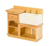 PETSOLA Lavabo Miniature en Bois Tiroir Étagères Polyvalent Meuble lle Bain à l'échelle 1:12 Lavabo Intégré Compact