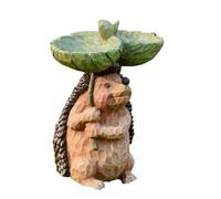 PETSOLA Mangeoire en Résine, Figurine en Résine, Statuette pour Oiseaux de Jardin, Abreuvoir pour Terrasse, Balcon Ou Cour, Hérisson 15x10x20cm