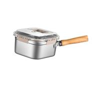 PETSOLA Mini Friteuse/cuiseur Vapeur avec Poignée En Bois de Qualité Alimentaire et Panier pour Frites, Ragoûts, Raviolis, Pâtes et Poissons.