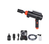 PETSOLA Mini Nettoyeur Haute Pression Portable Auto-Amorçant Lance Lavage Voiture sans Fil Multifonctionnel pour Automobilistes, Camping, Garage, 18 V, Coffret en Plastique, Noir Et Orange
