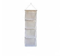 PETSOLA Organisateur Mural Rangement Suspendu Sac à Suspendre Poche Murale Quatre Niveaux pour Optimiser l'espace Vertical Tissu en Maille pour Aération Tige, White