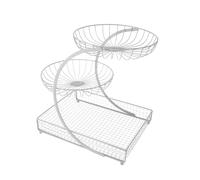 PETSOLA Panier à Fruits Organisateur Multi Niveaux Corbeille à Légumes Distributeur à Œufs Conteneur à Structure En Fer Robuste Adapté pour Rangement Cui , Blanc 3 couches