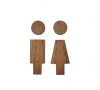 PETSOLA Panneau de Salle de Bain Enseigne Toilette Plaque Porte Signalétique Bois Élégant Figures Homme Femme Résistant Quotidien Fixation Rapide Orientation, Marron, Angle Droit