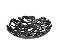PETSOLA Plateau à Fruits En Aluminium Ajouré Corbeille à Fruits Tressée Forme Naturel Stockage Ménager, Bronze Noir, Petit