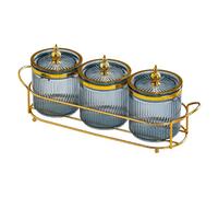 PETSOLA Plateau à Fruits Secs avec Couvercle, Assiette à Noix pour Mariage, Bocaux à Sucre Hermétiques, Bol à Noix Compartimenté pour Salle à Manger Ou Salon, gris 3 grilles