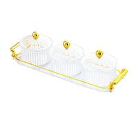 PETSOLA Plateau Fruits Secs Plateau à Collations Plateau de Rangement Plateau de Service Divisé Couvercle Hermétique En Pp Multi-usages pour Noix et Snacks Ap, 3 Grilles