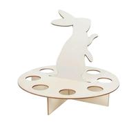 PETSOLA Porte-œufs de Pâques En Bois, Présentoir à œufs Coloré, Décoration Artisanale de Style Dessin Animé, cercle