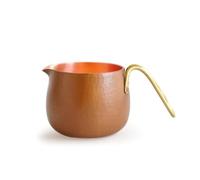 PETSOLA Pot à Café En Cuivre Texturé Pot à Lait avec Poignée En Laiton Vintage Pichet pour Baristas, Cuivre Brut Torréfié