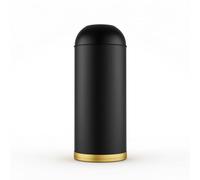 PETSOLA Poubelle Cylindrique Verticale Poubelle à Ouverture Supérieure Coupe-Vent Collecteur Déchets pour Hôtels, Restaurants, Noir, Or Titane, 25L Noir Bordure Or Titane 260 660MM