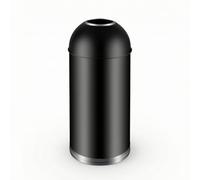 PETSOLA Poubelle Cylindrique Verticale Poubelle à Ouverture Supérieure Coupe-Vent Collecteur Déchets pour Hôtels, Restaurants, Noir, Argent, 25L Noir Bordure Acier 260 660MM