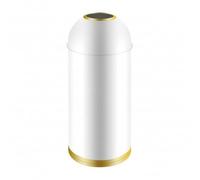 PETSOLA Poubelle Cylindrique Verticale Poubelle à Ouverture Supérieure Coupe-Vent Collecteur Déchets pour Hôtels, Restaurants, Blanc, Or Titane, 25L Blanc Bordure Or Titane 260 660MM
