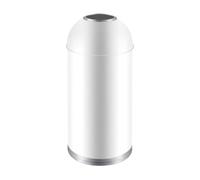 PETSOLA Poubelle Cylindrique Verticale Poubelle à Ouverture Supérieure Coupe-Vent Collecteur Déchets pour Hôtels, Restaurants, Blanc, Argent, 25L Blanc Bordure Acier 260 660MM