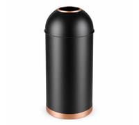 PETSOLA Poubelle Cylindrique Verticale Poubelle à Ouverture Supérieure Coupe-Vent Collecteur Déchets pour Hôtels, Restaurants, Noir, Or Rose, 25L Noir Bordure Or Rose 260 660MM