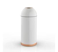 PETSOLA Poubelle Dôme Cylindrique Poubelle avec Ouverture Ronde Professionnelle Collecteur Déchets pour Professionnels, Hôtel, 48L Blanc Anneau Or Rose, 350 810MM