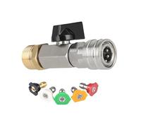 PETSOLA Remplacement de Vanne à Bille pour Nettoyeur Haute Pression, Raccord de Tuyau Professionnel 1/4", Acier Inoxydable, M22 et 5 Buses