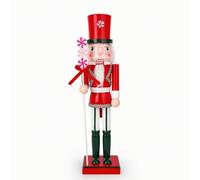 PETSOLA Soldat Figurine Casse-Noix en Bois Peint à la Main Figurine Casse-Noix avec Base en Bois Stable pour Cheminée, 38cm, Soldat Casse-Noisette avec Tambour