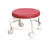 PETSOLA Tabouret Roulant à roulettes, Tabouret Bas, Petit Tabouret Pivotant, Tabouret à Poulie pour Enfants et Adultes, Rouge
